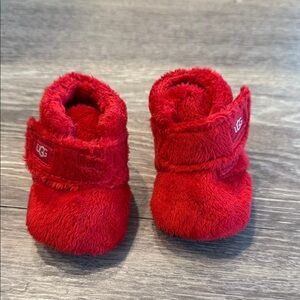 UGG Kids Red Fuzzy Slippers